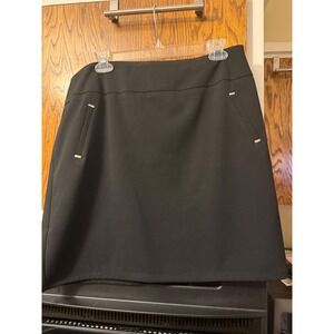 Womens Black Mini Skirt Silver Hardware Pocket Detail Career Casual Skirt‎